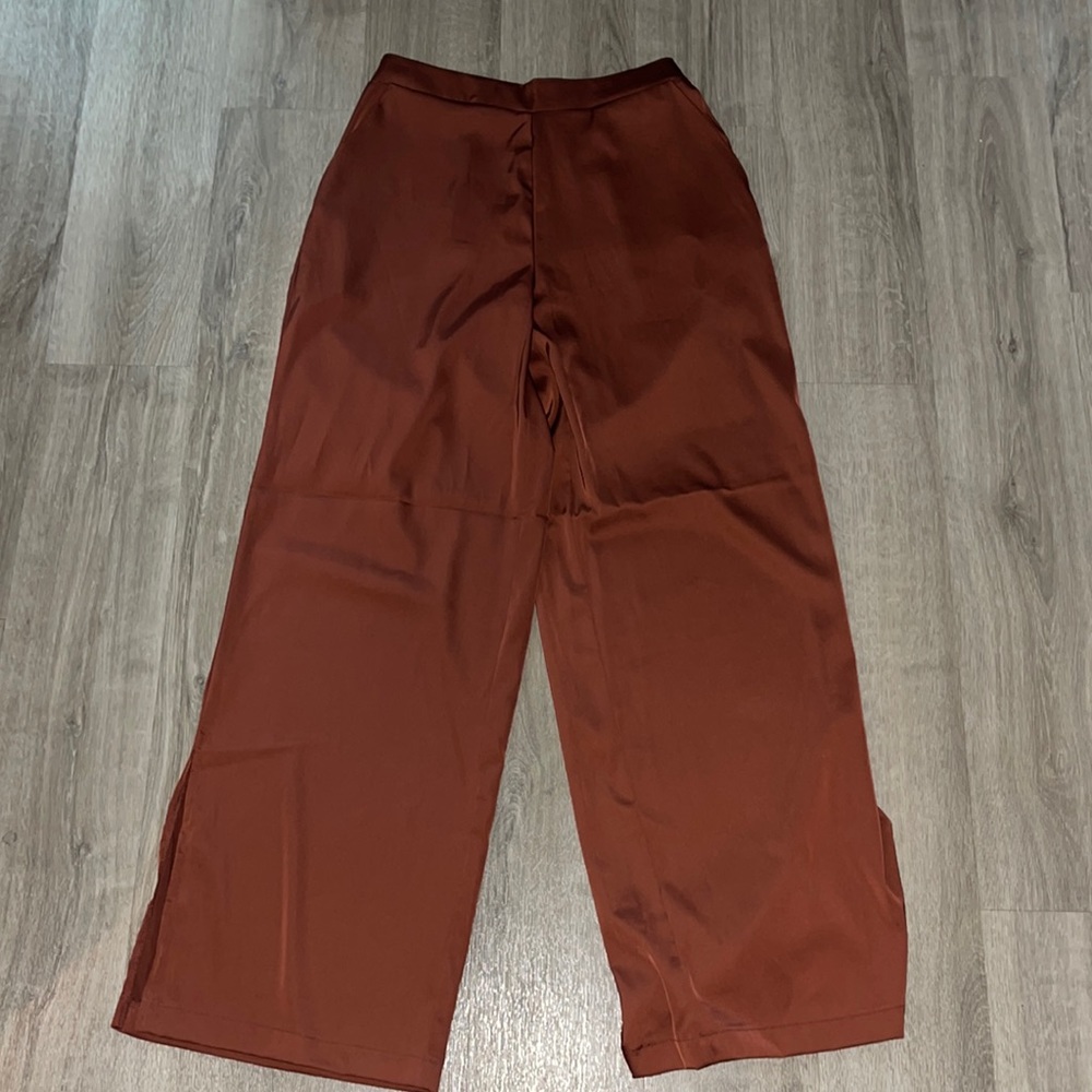 Burgundy Satin Pants